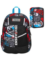 School Pack Zaino Seven Advanced Half Street Più Astuccio Completo 3 Zip