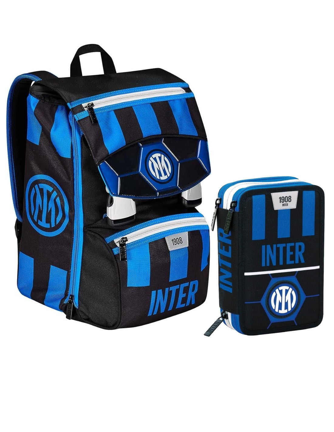 Seven School Pack Zaino Sdoppiabile Inter Più Astuccio Completo 3 Zip