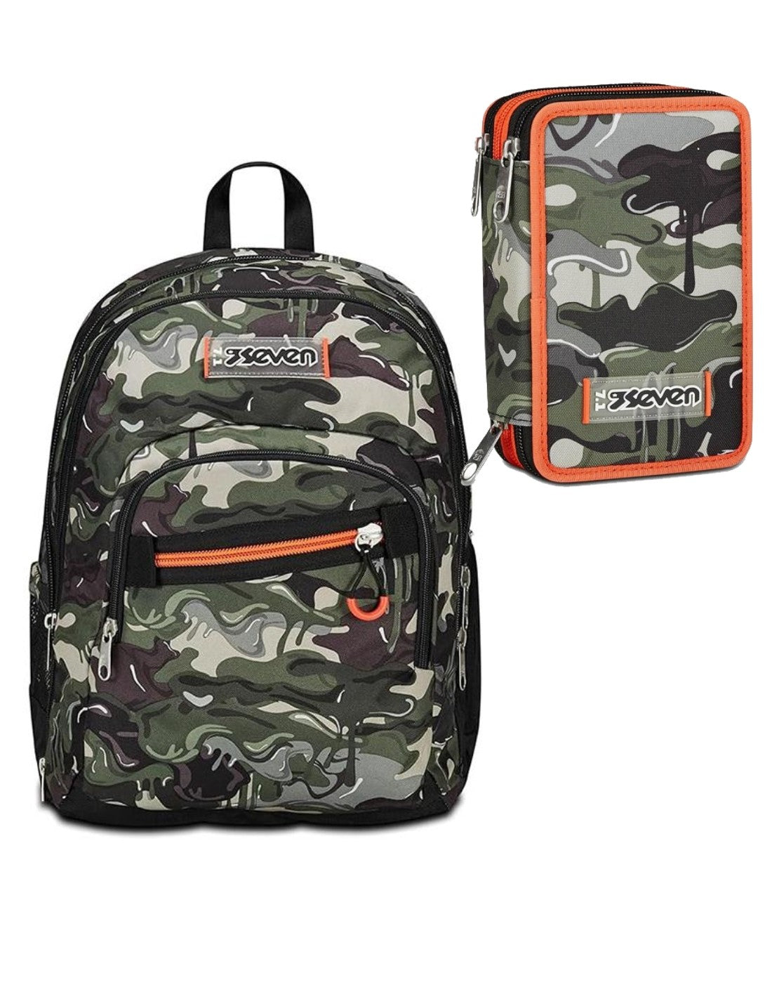 School Pack Zaino Seven Advanced Detach Più Astuccio Completo 3 Zip