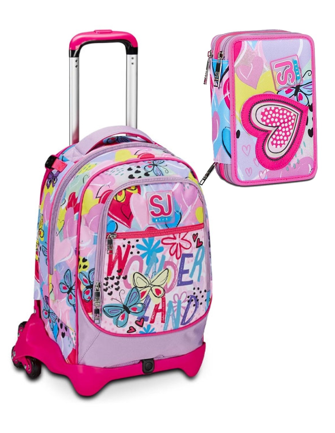 School Pack Zaino Trolley Seven Jack -3WD Sj Gang Magicance Più Astuccio Completo 3 Zip