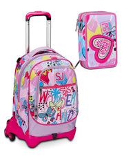 School Pack Zaino Trolley Seven Jack -3WD Sj Gang Magicance Più Astuccio Completo 3 Zip