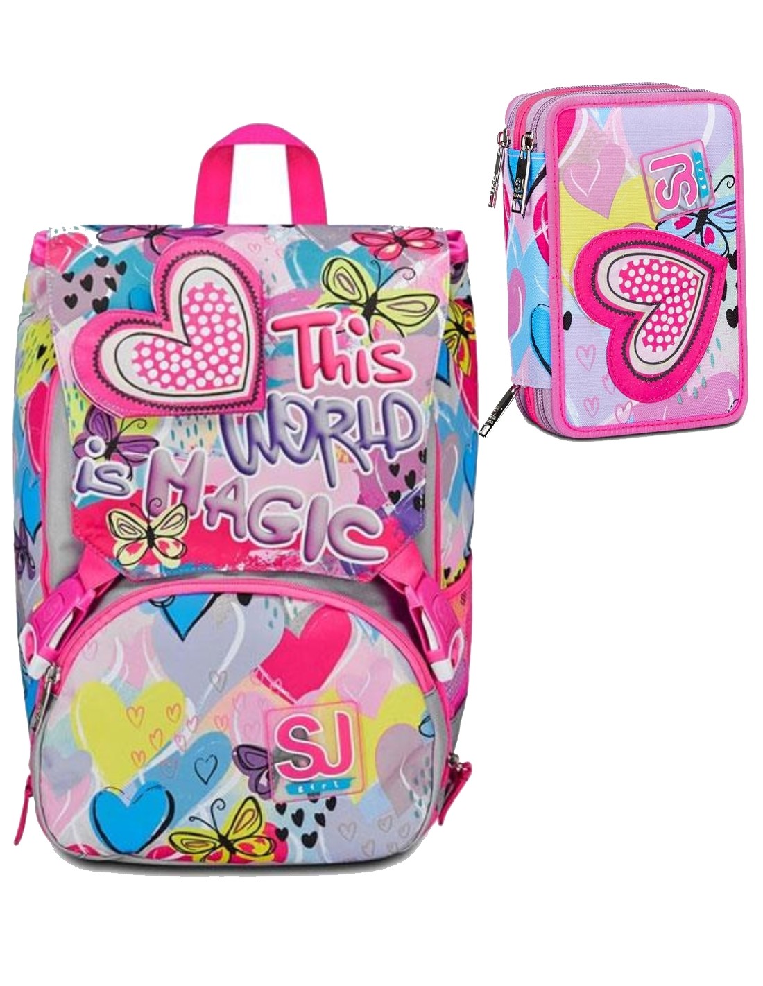School Pack Zaino Sdoppiabile Seven Sj Gang Più Astuccio Completo 3 Zip