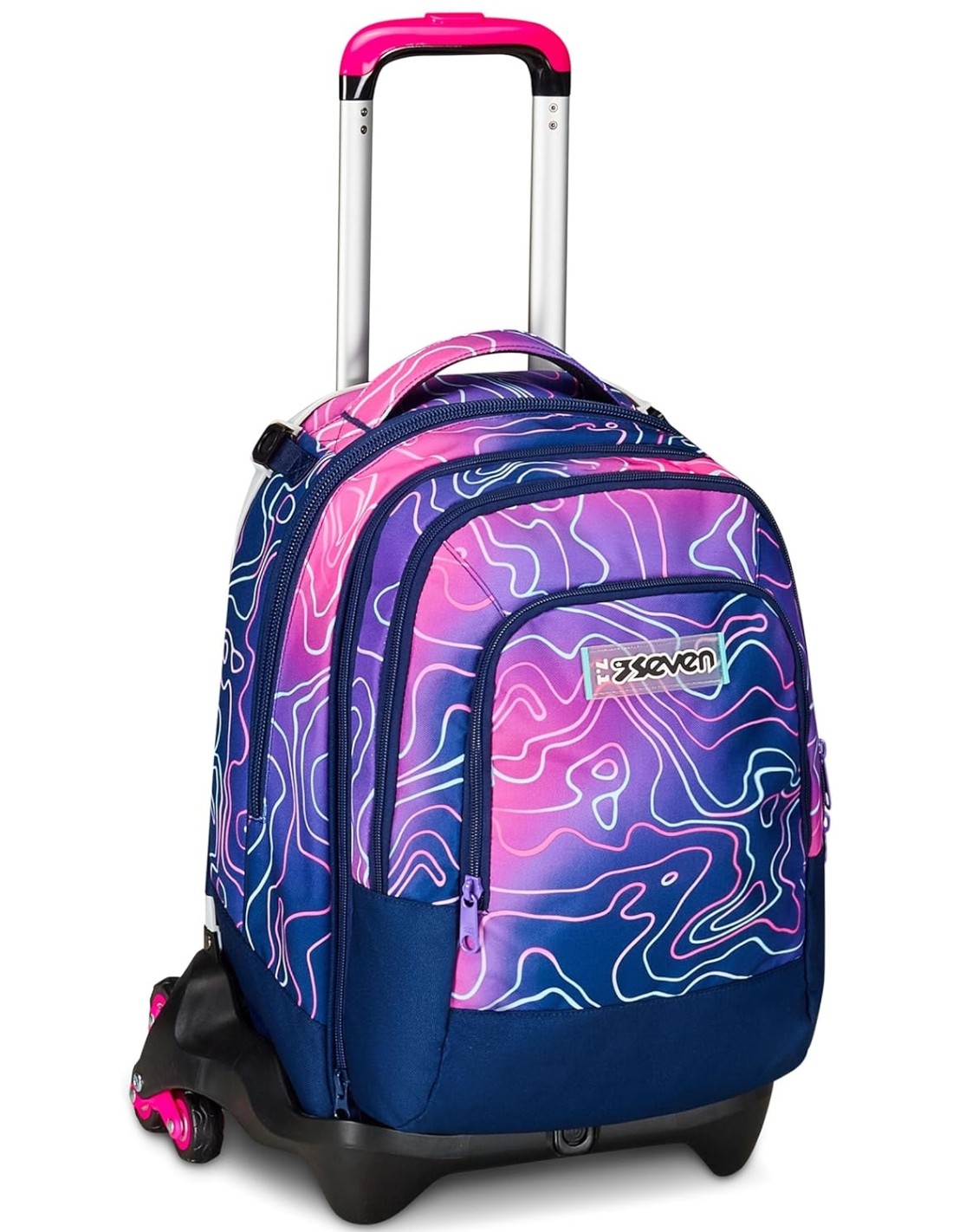 Seven School Pack Zaino Trolley Mapset 3WD Detach Più Astuccio Completo 3 Zip