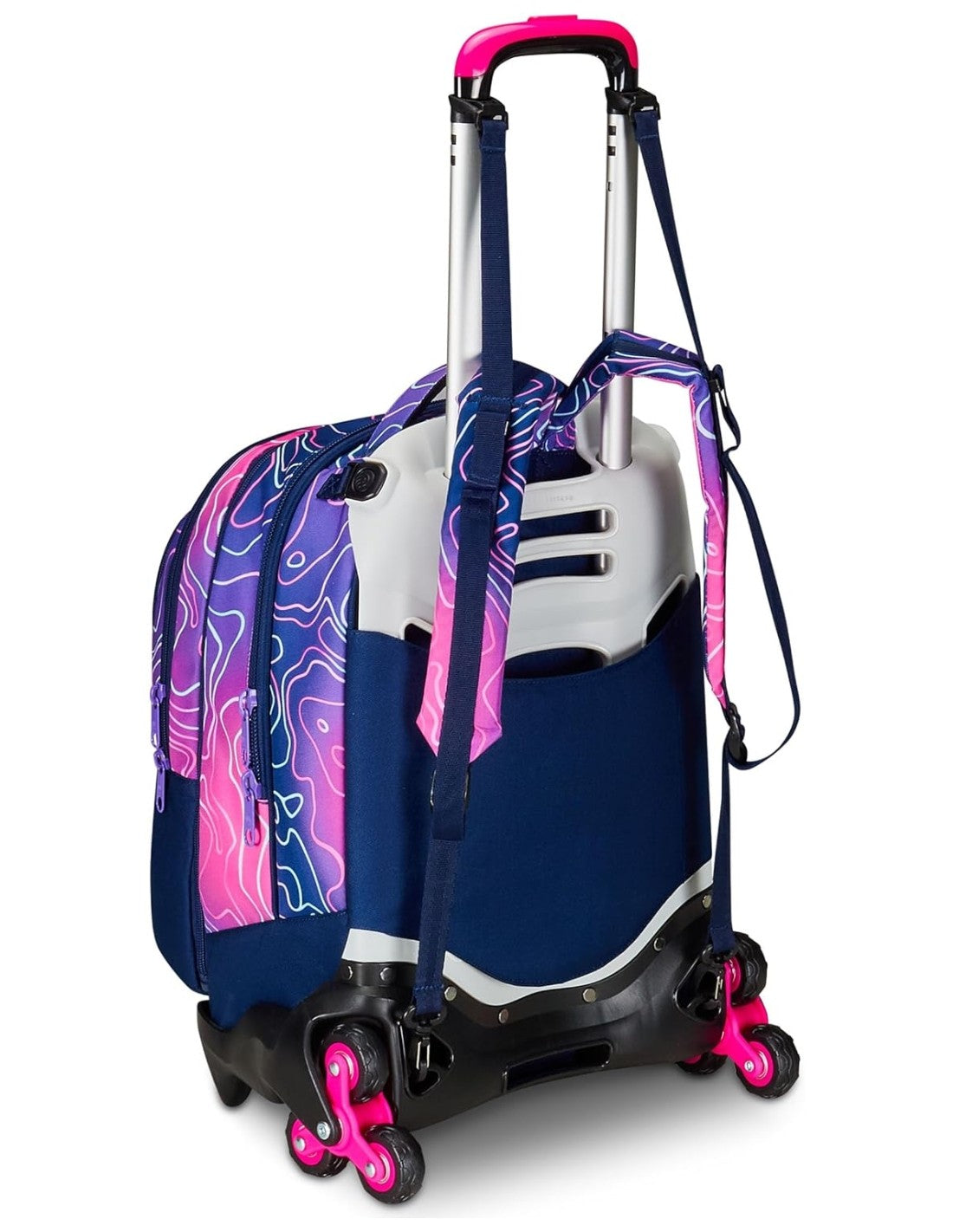 Seven School Pack Zaino Trolley Mapset 3WD Detach Più Astuccio Completo 3 Zip