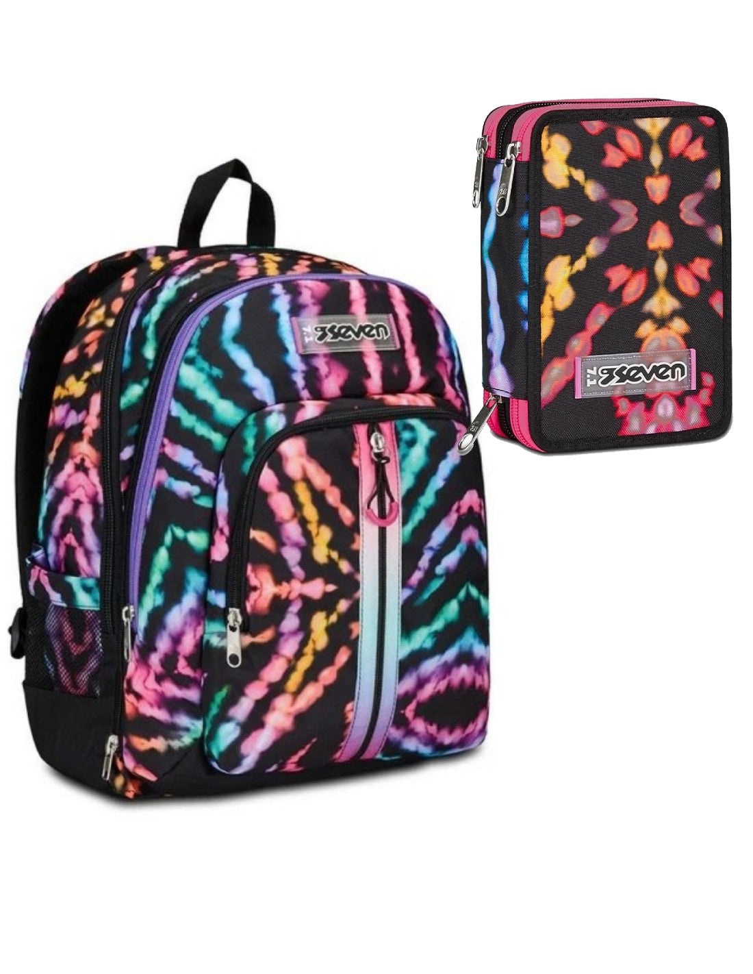 School Pack Zaino Advanced Detach Multi Shade Girl Più Astuccio Completo 3 Zip