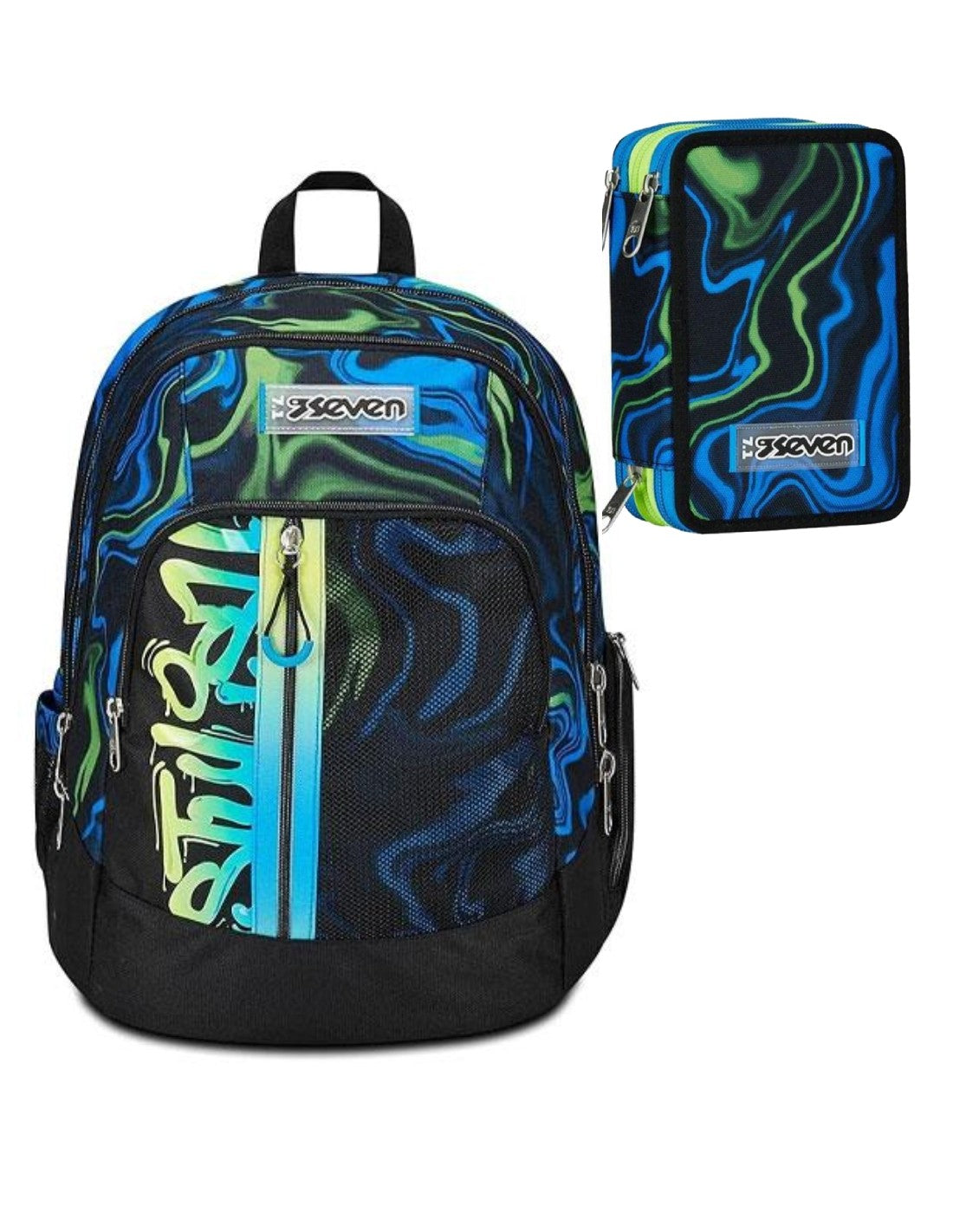 School Pack Zaino Advanced Con Speaker Wireless Multishade Boy Più Astuccio Completo 3 Zip