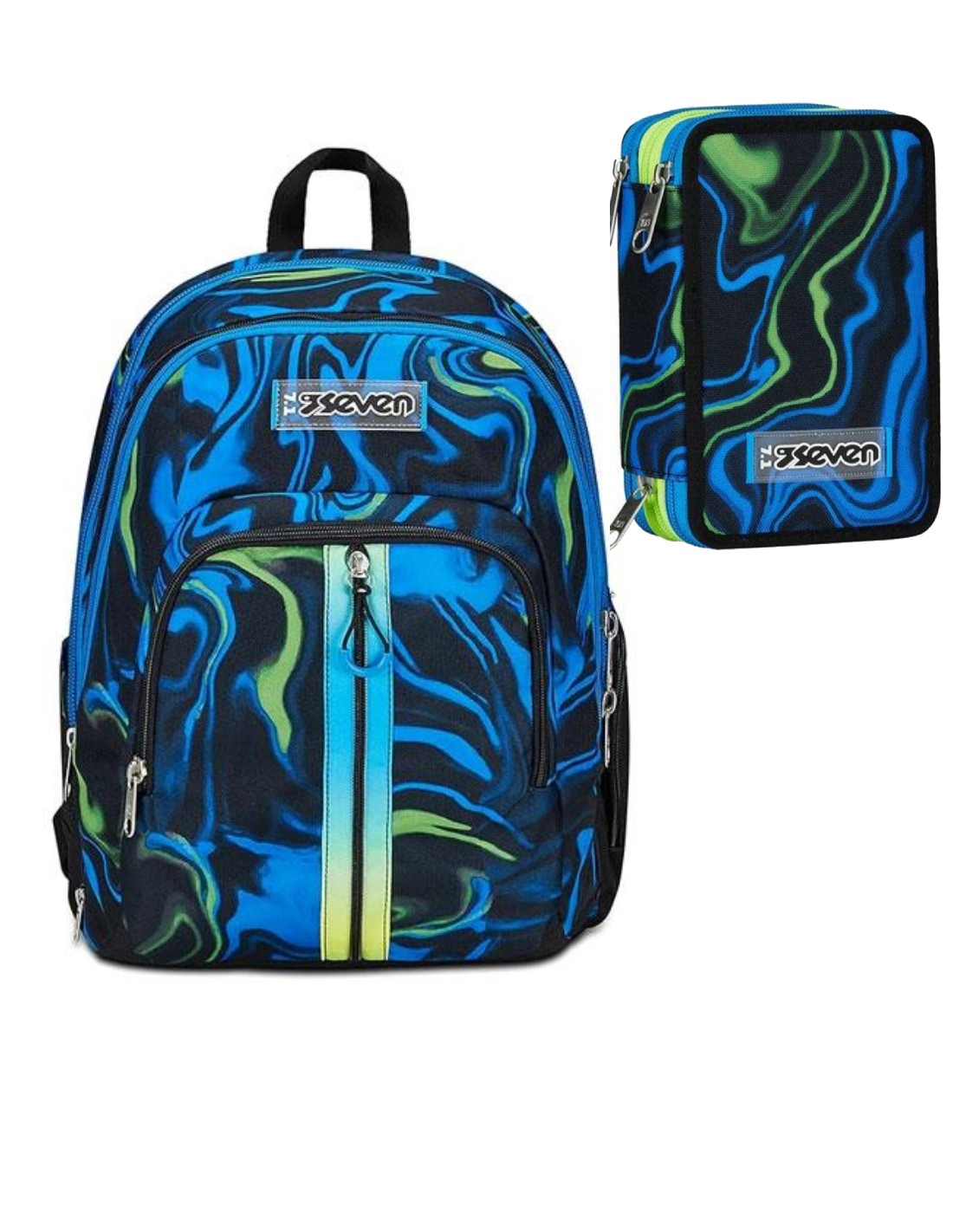 School Pack Zaino Advanced Detach Multi Shade Boy Più Astuccio Completo 3 Zip