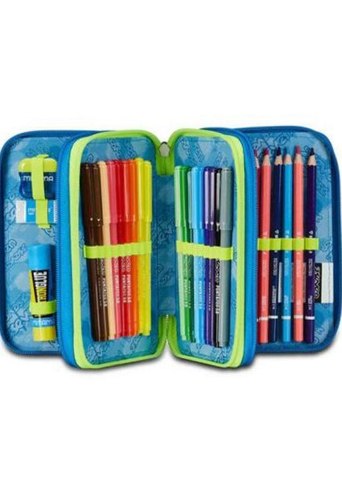 School Pack Zaino Trolley Seven -3WD Detach Più Astuccio Completo 3 Zip