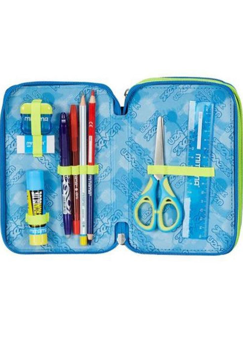 School Pack Zaino Trolley Seven -3WD Detach Più Astuccio Completo 3 Zip