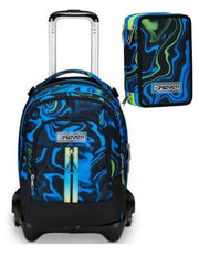 School Pack Zaino Trolley Seven -3WD Detach Più Astuccio Completo 3 Zip