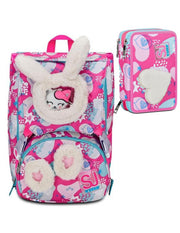 School Pack Zaino Seven Sdoppiabile Big Sj Gang Pinkfur Più Astuccio Completo 3 Zip