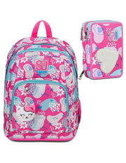 School Pack Zaino Seven Advanced Sj Gang Pinkfur Più Astuccio Completo 3 Zip