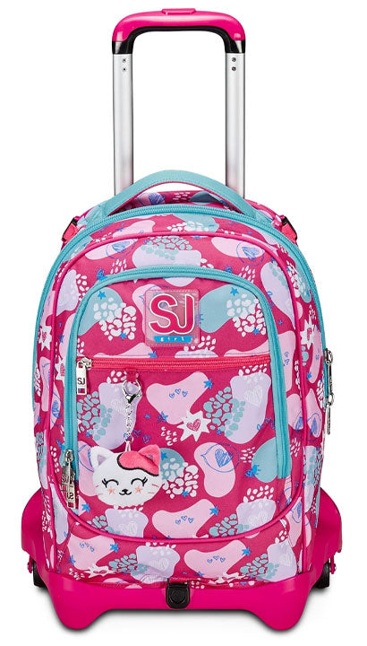 School Pack Zaino Trolley Seven Jack -3WD Sj Gang Pinkfur Più Astuccio Completo 3 Zip