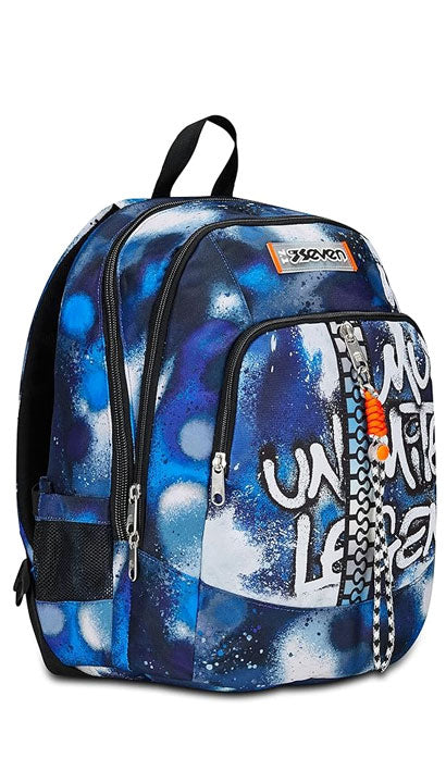School Pack Zaino Seven Advanced Con USB Plug Integrato Retrocolor Più Astuccio Completo 3 Zip