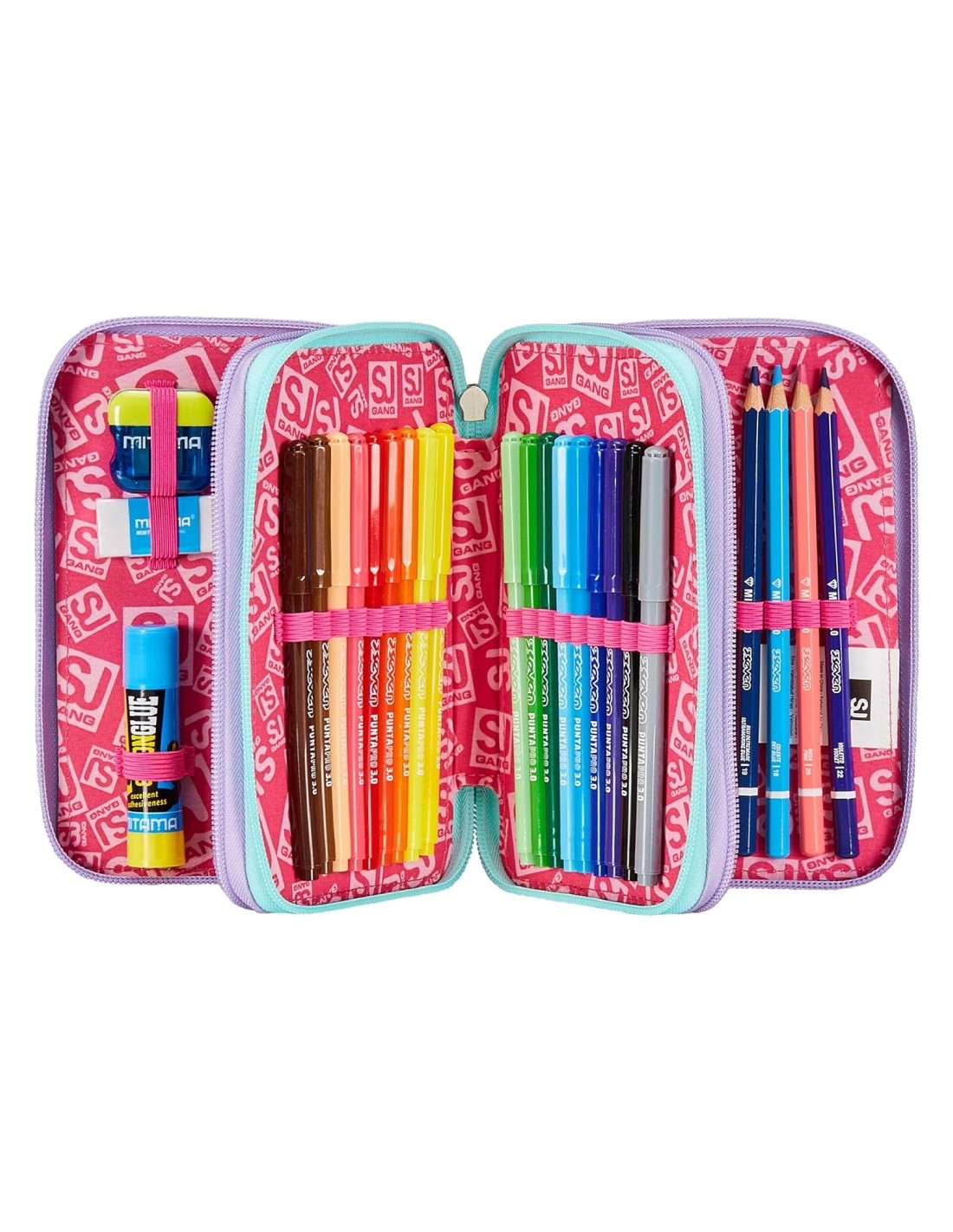 School Pack Zaino Trolley Seven Jack-3WD+ Sj Gang RhythmicSoul Più Astuccio Completo 3 Zip