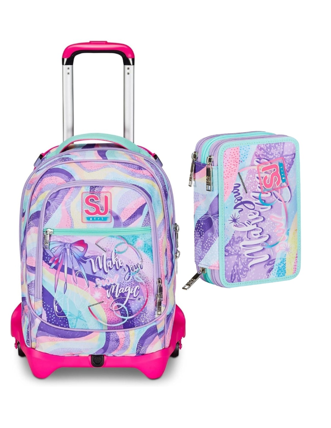 School Pack Zaino Trolley Seven Jack-3WD+ Sj Gang RhythmicSoul Più Astuccio Completo 3 Zip
