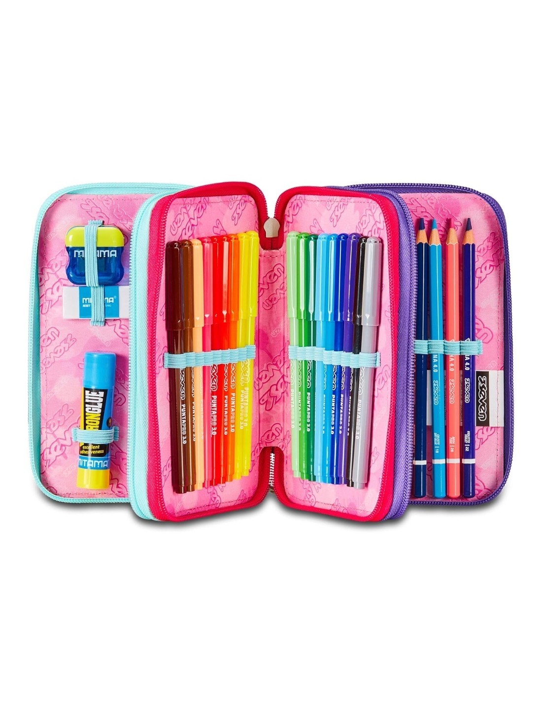 Seven School Pack Zaino Shadefull Girl Più Astuccio Completo 3 Zip