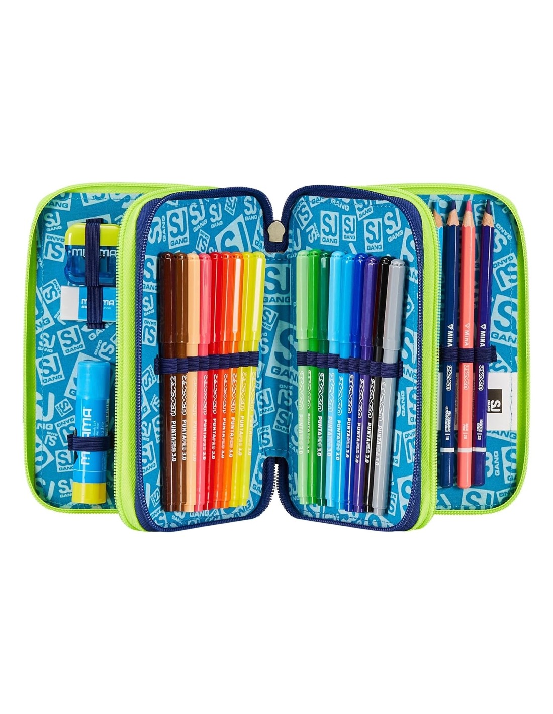 Seven School Pack Zaino Trolley 3WD Sj Gang Più Astuccio Completo 3 Zip