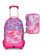 Seven School Pack Zaino Trolley Jack 3WD Sphere Full Girl Più Astuccio Completo 3 Zip