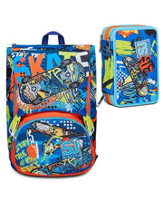School Pack Zaino Seven Sdoppiabile Big Sj Gang Trickyled Più Astuccio Completo 3 Zip