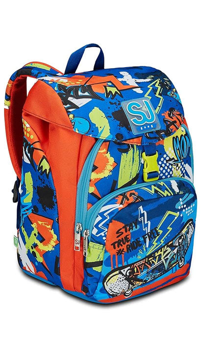 School Pack Zaino Seven Primino Sj Gang Trickyled Boy Più Astuccio Completo 3 Zip