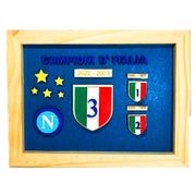 Cornice Commemorativa Scudetto SSC Napoli In Legno Produzione Varzi