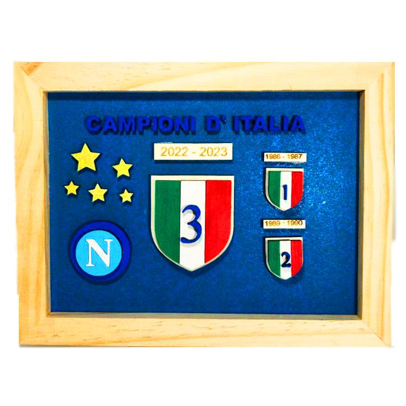 Cornice Commemorativa Scudetto SSC Napoli In Legno Produzione Varzi