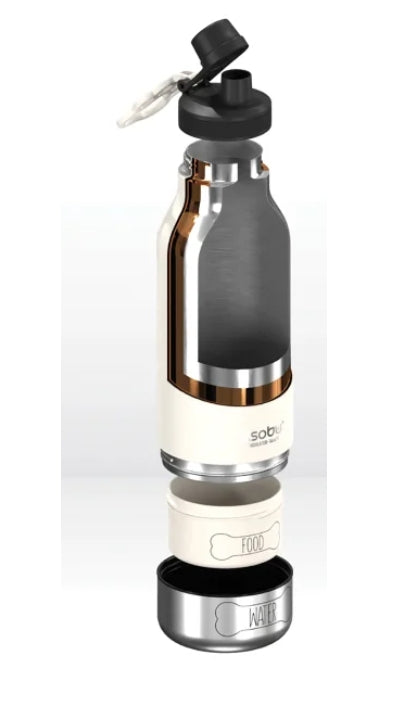 Borraccia Termica Bianca In Acciaio Con Ciotola Cane 950ml