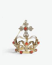 Addobbo Albero Di Natale Corona Rossa E Oro Con Gemme Incastonate
