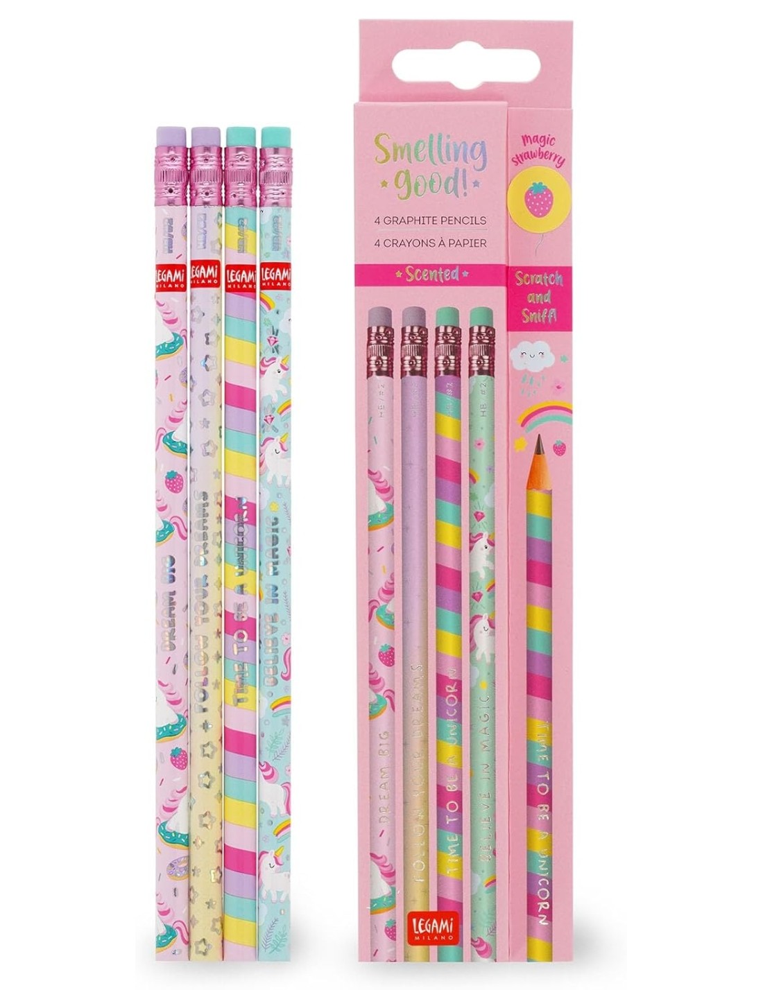 Set Di 4 Matite HB Profumate Unicorno