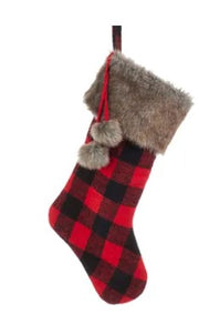 Calza Di Natale Nera E Rossa 53cm