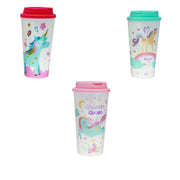 Bicchiere Tazza Con Tappo Unicorno Assortito