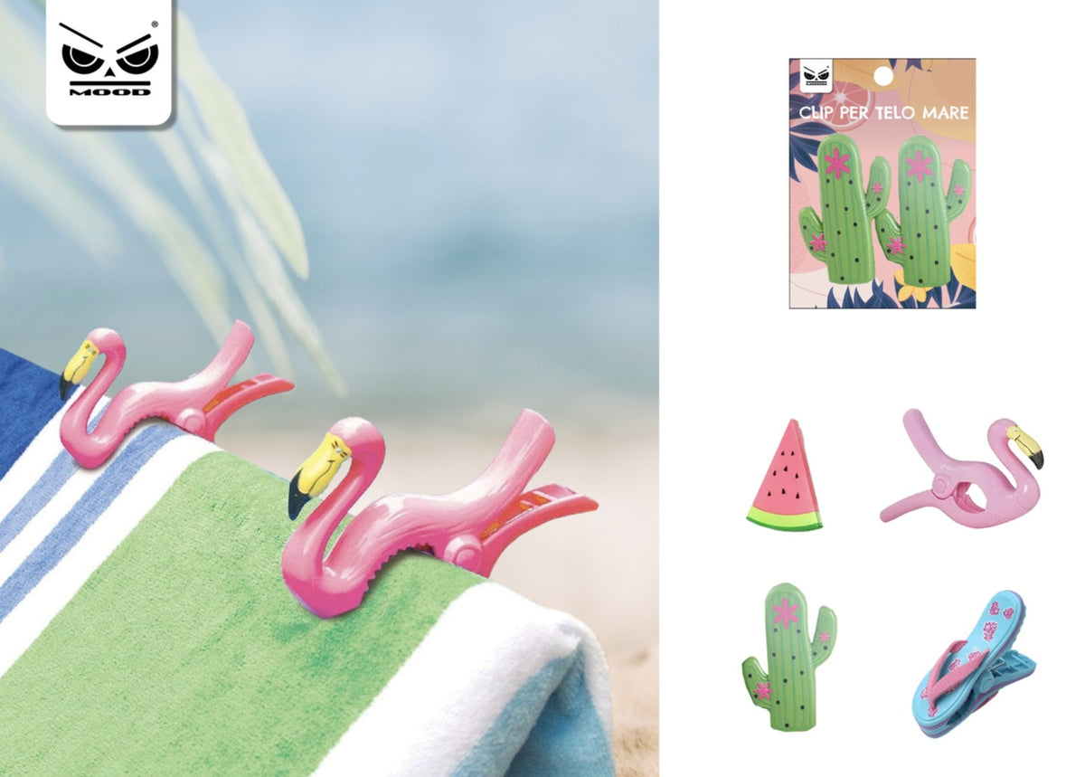 Set 2 Clip Per Telo Mare Fantasie Assortite