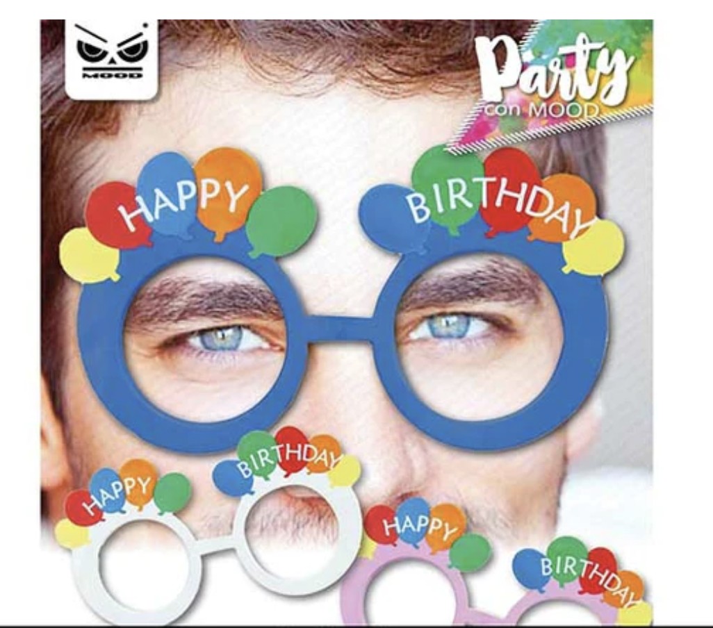 Occhiali Festa Happy Birthday Colori Assortiti