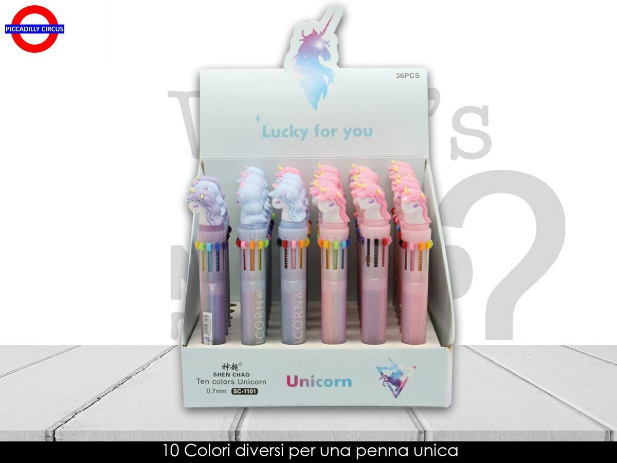 Penna Multicolore A Scatto Unicorno