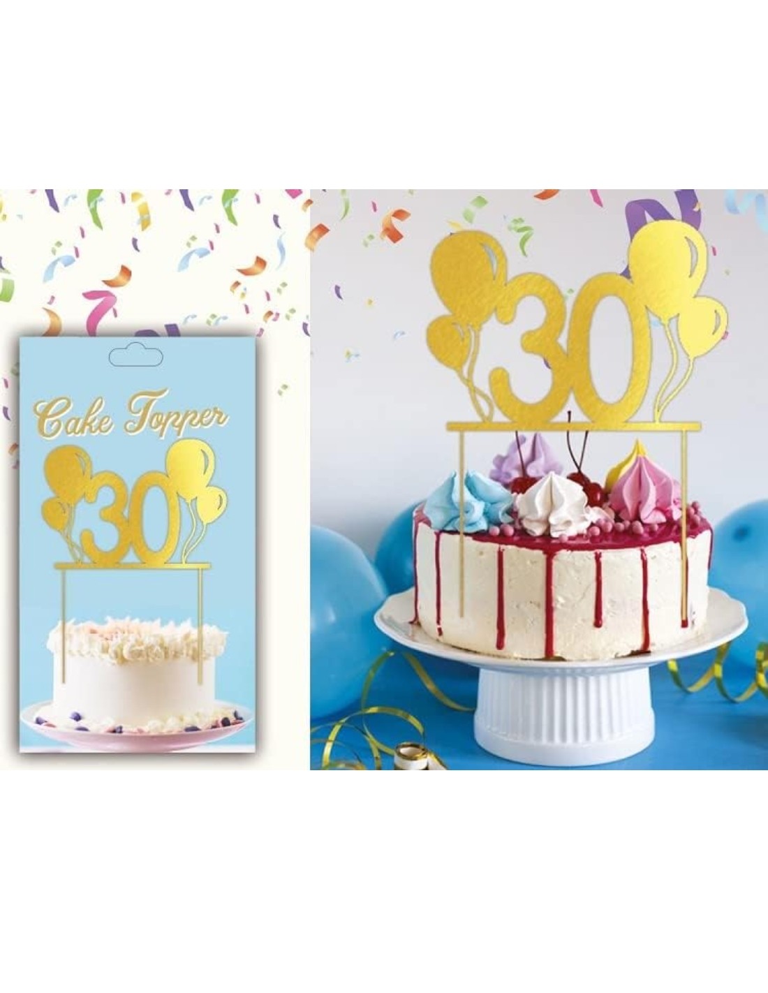 Topper Torta Compleanno Oro Festa 30 Anni