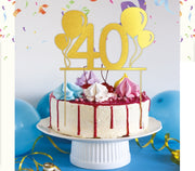 Topper Torta Compleanno Oro Festa 40 Anni