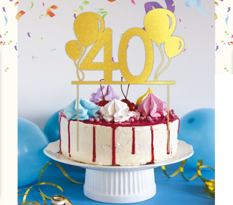 Topper Torta Compleanno Oro Festa 40 Anni
