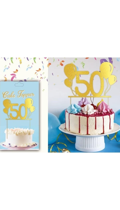 Topper Torta Compleanno Oro Festa 50 Anni