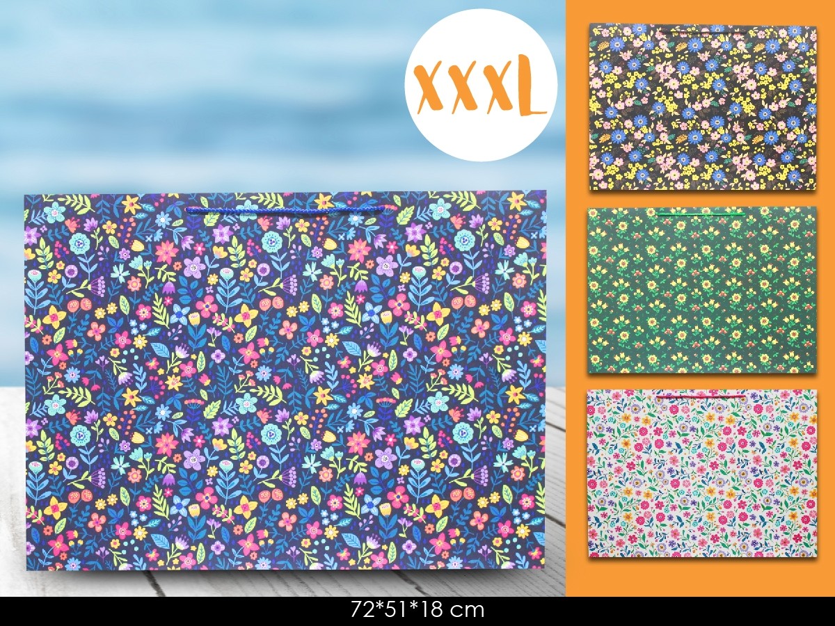 Busta Sacchetto Regalo Orizzontale Fiori Assortito 72x51cm