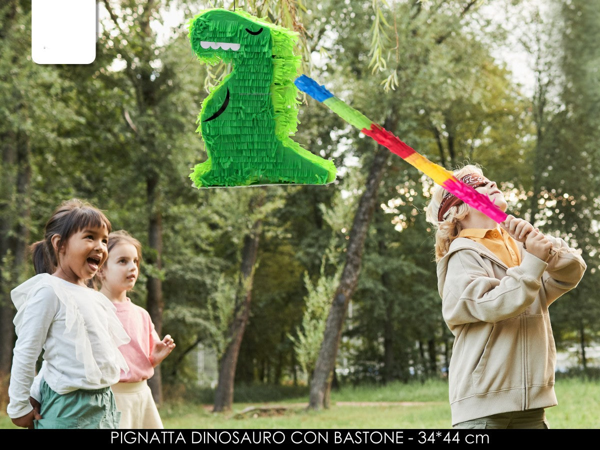 Pignatta Dinosauro Di Carta Con Bastone 44cm