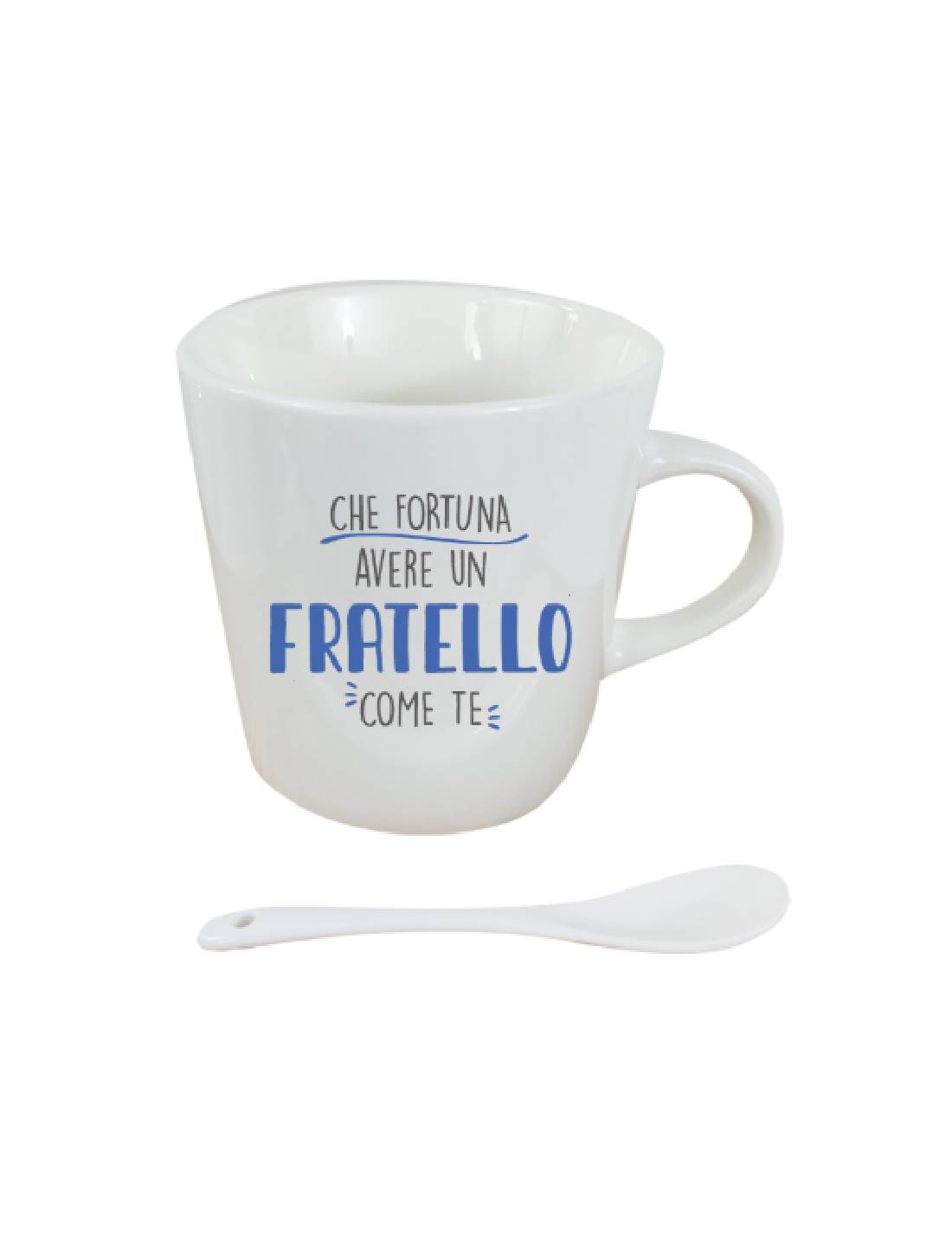 Tazza In Ceramica Con Cucchiaino - Che Fortuna Avere Un Fratello Come Te