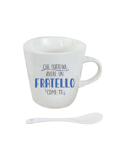 Tazza In Ceramica Con Cucchiaino - Che Fortuna Avere Un Fratello Come Te