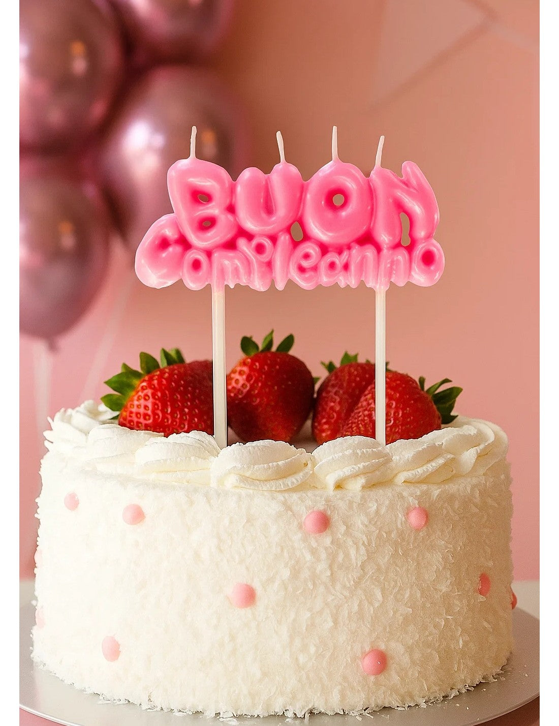 Candelina Di Compleanno Rosa Scritta Buon Compleanno