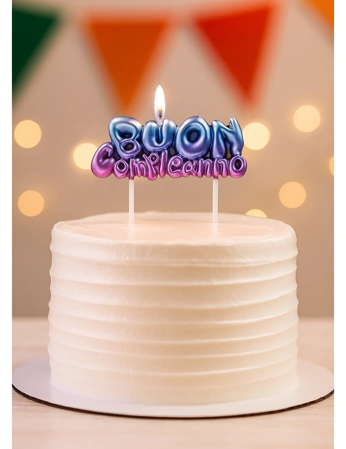 Candelina Di Compleanno Multicolore Scritta Buon Compleanno