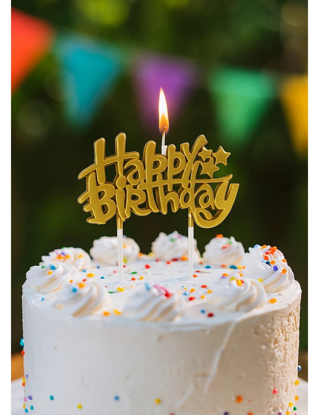 Candelina Di Compleanno Scritta Happy Birthday Metal