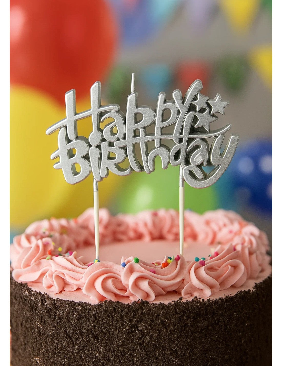 Candelina Di Compleanno Scritta Happy Birthday Metal