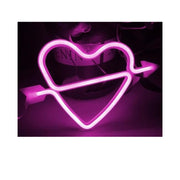 Lampada Insegna Neon Led Rosa Cuore Con Freccia Cupido