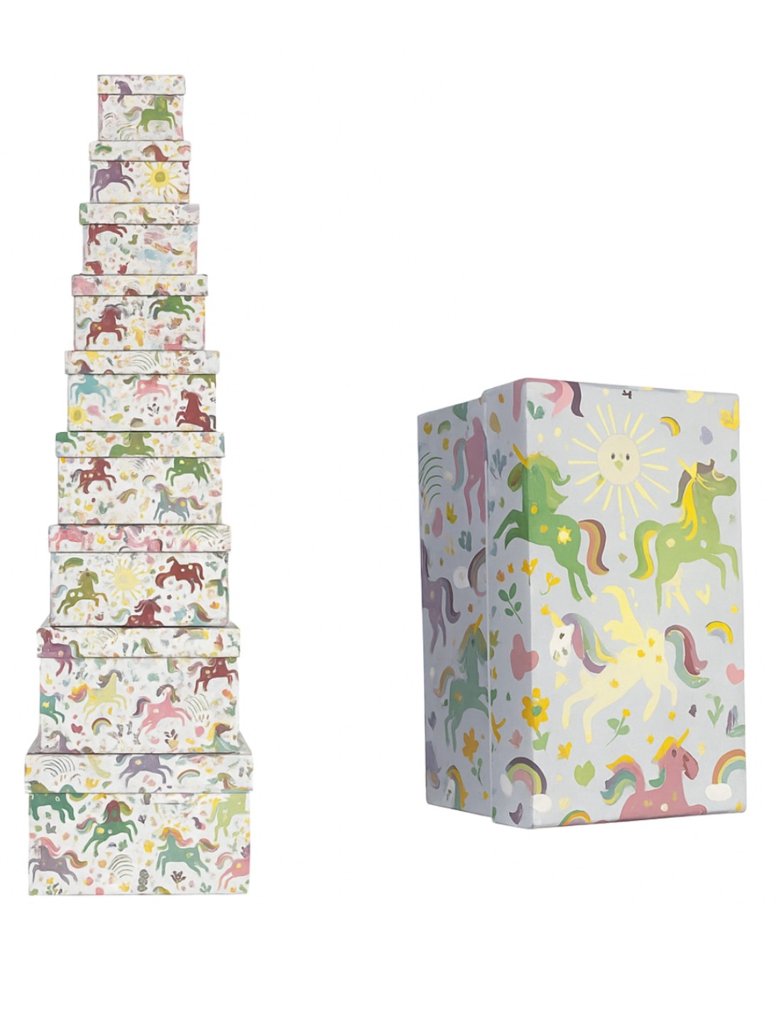 Scatola Box Regalo Rettangolare Unicorno Metallizzato