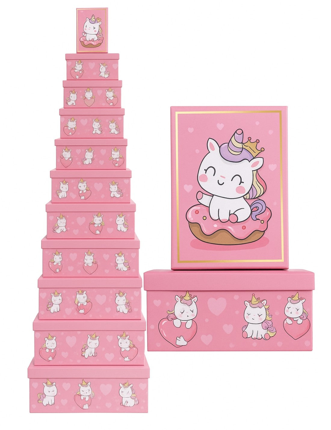 Scatola Box Regalo Rettangolare Unicorno Con Cuore